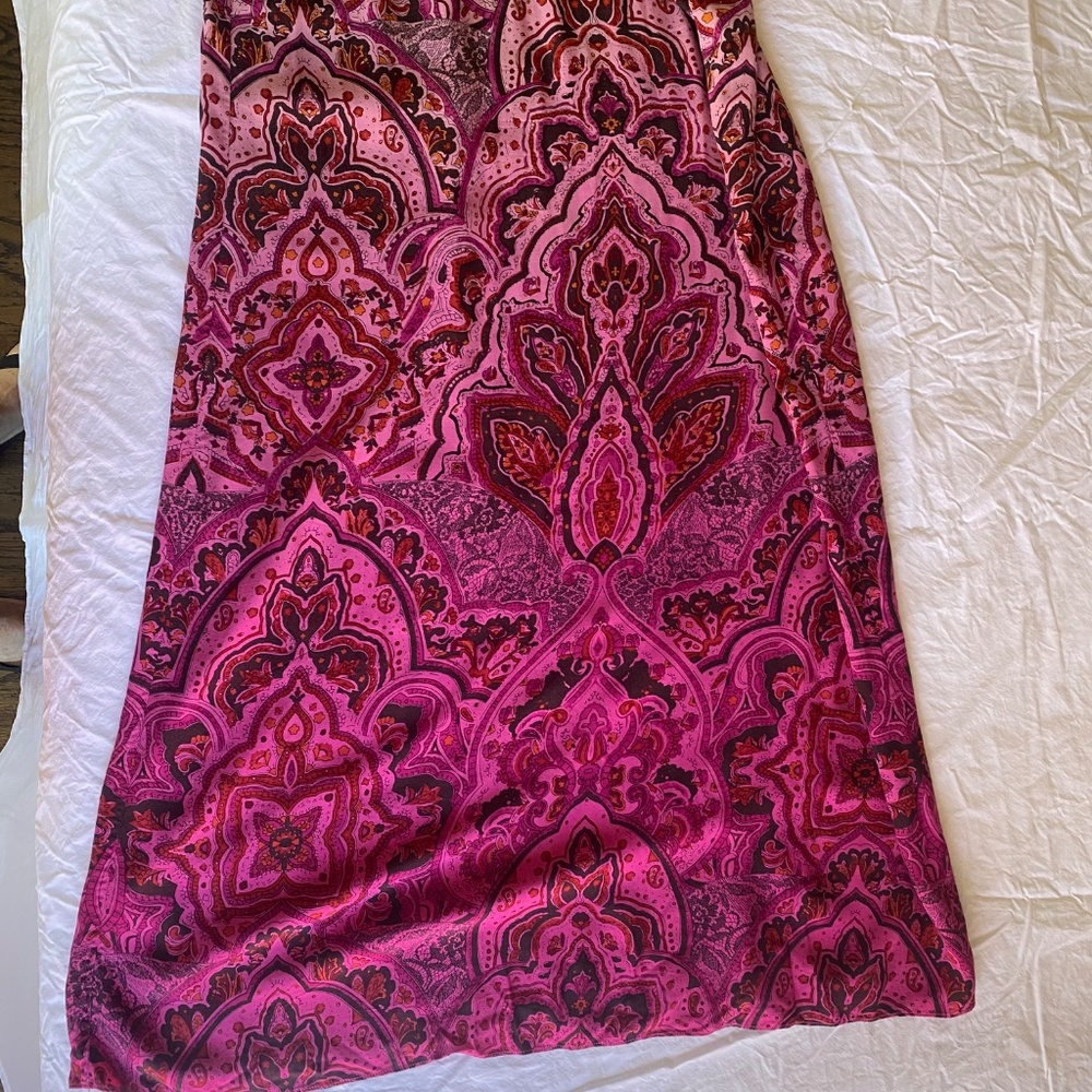 Lucky Brand fuchsia paisley maxi sun dress with ombre hem Size S - Picture 11 of 15